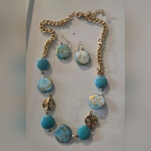 Turquoise and Gold Necklace Set